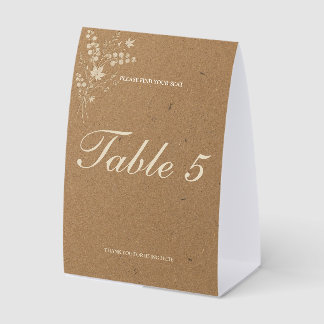 Lunaria Kraft Vertical Table Number Sign