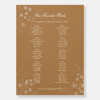 Lunaria Maple Kraft Seating Chart Foam Board 18x24