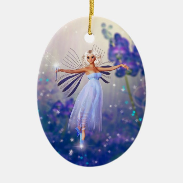 Lunaria, the Twilight Fairy Ceramic Ornament (Front)
