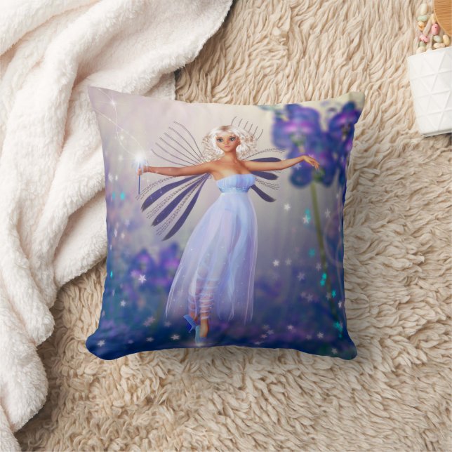 Lunaria, the Twilight Fairy Throw Pillow (Blanket)