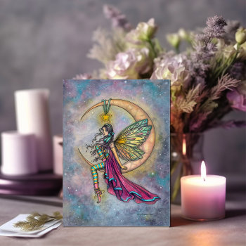 Luna's Perch Fairy On Moon By Molly Harrison Card by robmolily at Zazzle