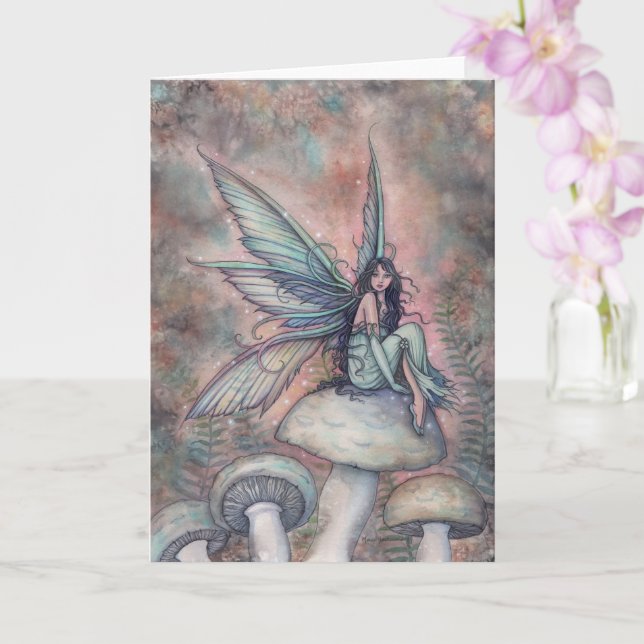 Luna's Rest Watercolor Fairy Illustration Art Card (Orchid)