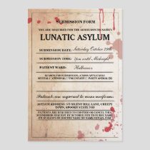 Lunatic Asylum Form Halloween Party Invite