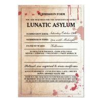 Lunatic Asylum Form Halloween Party Invite