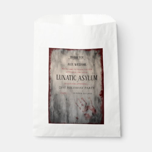 Lunatic Asylum Halloween Birthday Favor Bag