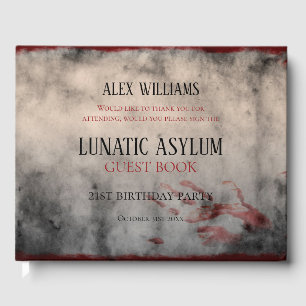 Lunatic Asylum Halloween Birthday Guest Book