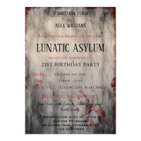 Lunatic Asylum Halloween Birthday Magnetic Invitation
