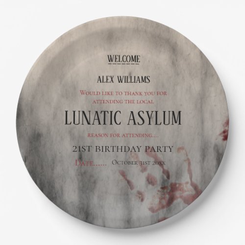 Lunatic Asylum Halloween Birthday Paper Plates