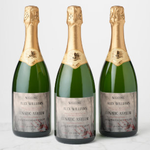 Lunatic Asylum Halloween Birthday Sparkling Wine Label