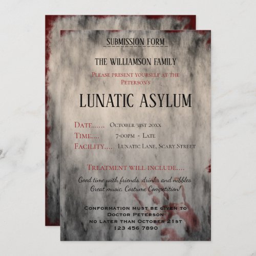 Lunatic Asylum Halloween Invitation