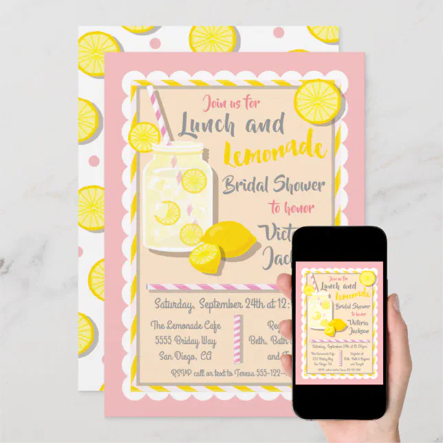 Lunch and Lemonade Bridal Shower Invitations Zazzle