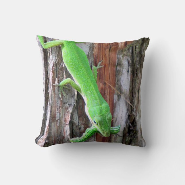 Lunch Anyone?  Green Anole (Lizard) Pillow (Front)