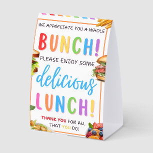 Lunch Appreciation Sign, Lunch Teacher Thank You Paper Table Tent