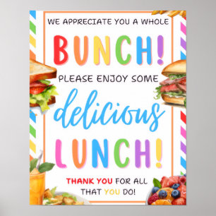  Lunch Appreciation Sign, Lunch Teacher Thank You  Poster