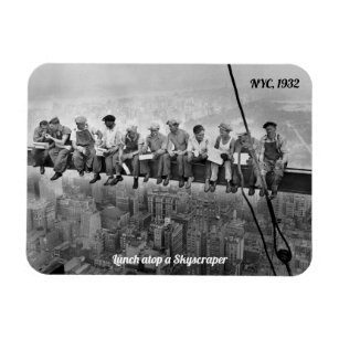 Lunch atop a Skyscraper - Vintage Fridge Magnet