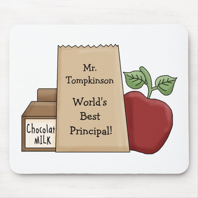 Lunch bag/Apple-World's Best Principal! Mouse Pad (Front)