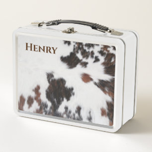 Lunch Box - Brown/White Cowhide