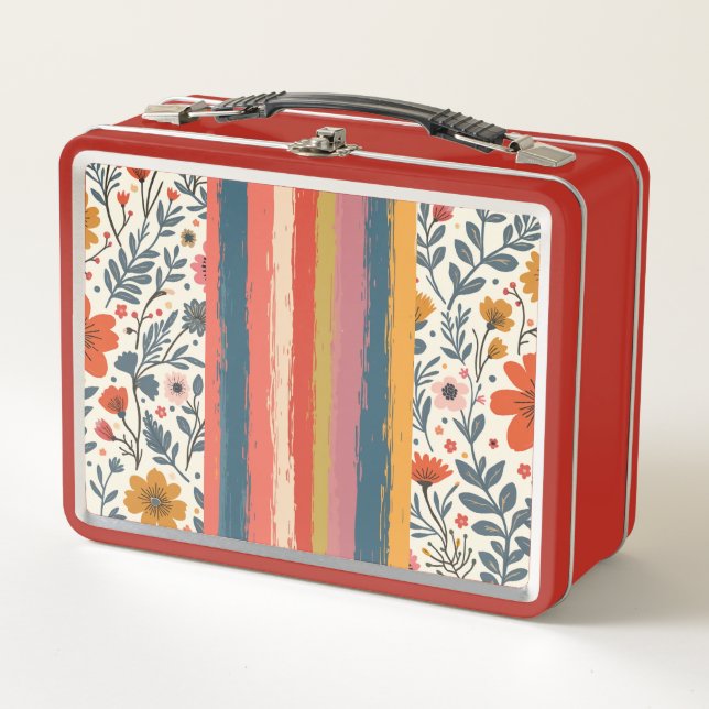 Lunch Box - flower & stripe (Front)