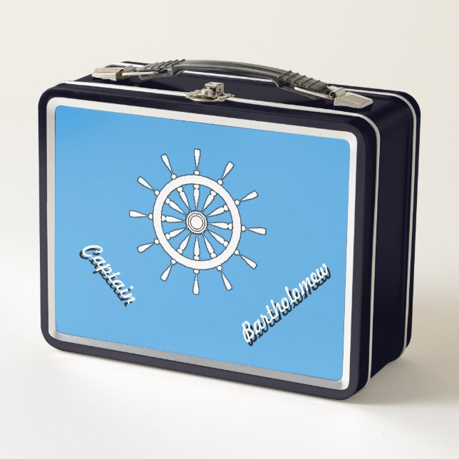 Lunch Box - Nautical Theme with Name (Front)