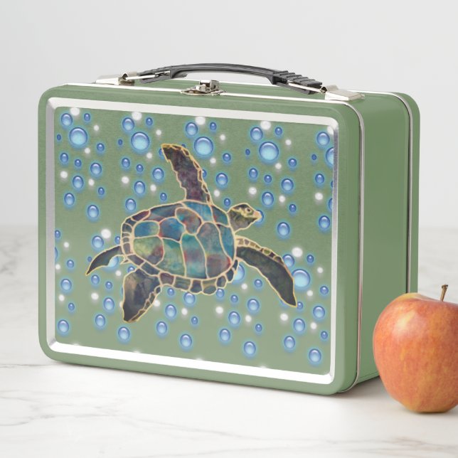 Lunch Box - Turtle Swimming Among Bubbles (In Situ)