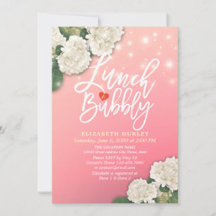 Lunch & Bubbly Bridal Shower Flowers String Lights Invitation