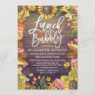 Lunch & Bubbly Bridal Shower Maple Leaves Pumpkins Invitation