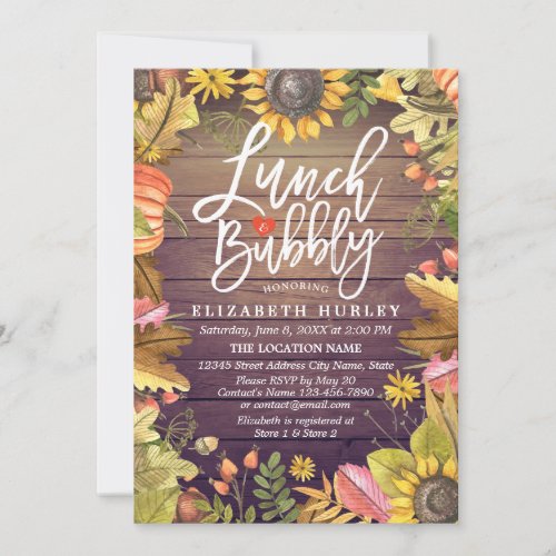 Lunch  Bubbly Bridal Shower Maple Leaves Pumpkins Invitation