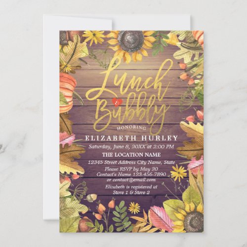 Lunch  Bubbly Bridal Shower Maple Leaves Pumpkins Invitation