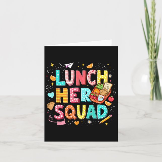 Lunch Hero Squad Preppy Back To School Lunch Lady  Card (Front)