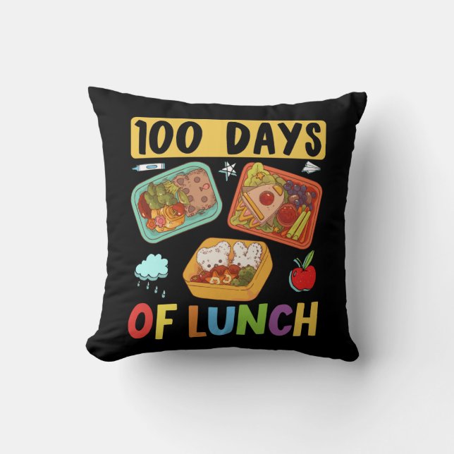 Lunch Lady 100 Days Of Lunch Lunch Lady Throw Pillow (Front)