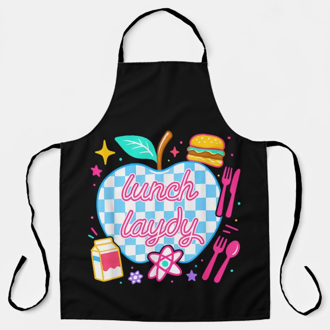 Lunch Lady Back to School Checkered First Day Apron (Front)
