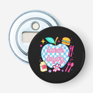Lunch Lady Back to School Checkered First Day Bottle Opener