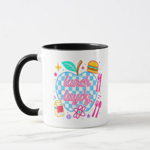 Lunch Lady Back to School Checkered First Day Mug