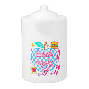 Lunch Lady Back to School Checkered First Day Teapot