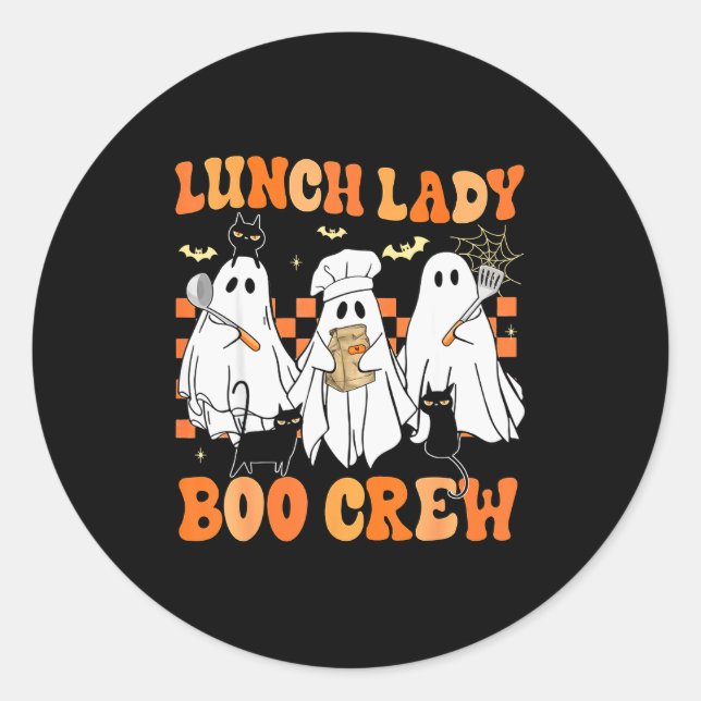 Lunch Lady Boo Crew Ghost Chef Funny Cafeteria Wor Classic Round Sticker (Front)