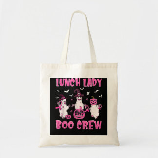 Lunch Lady Boo Crew Pumpkin Breast Cancer Hallowee Tote Bag