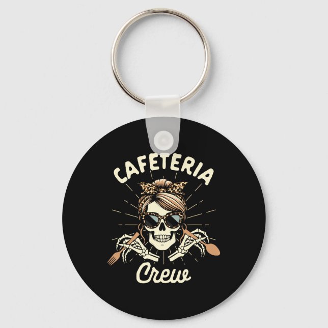 Lunch Lady Cafeteria Worker Squad Skeleton Cafeter Keychain (Front)