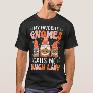 Lunch Lady Christmas Gnomes School Cafeteria Worke T-Shirt