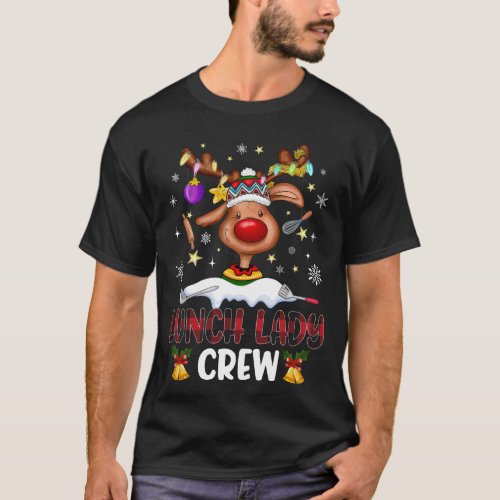 Lunch Lady Crew Cute Reindeer Funny Christmas T_Shirt