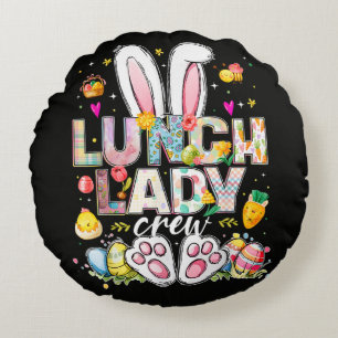Lunch Lady Crew Funny Bunny Round Pillow