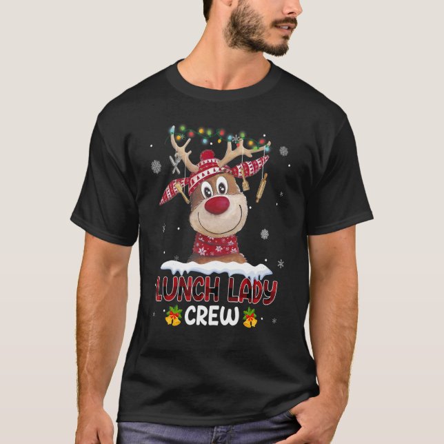 Lunch Lady Crew Reindeer  Lunch Lady Christmas Lig T-Shirt (Front)