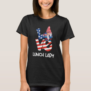 Lunch Lady Gnome Love 4th Of July Teacher Student T-Shirt