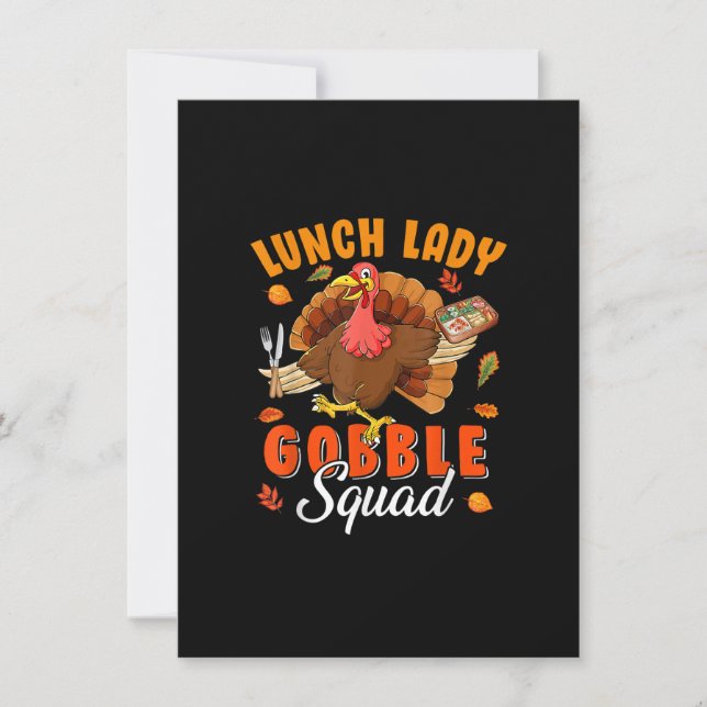 Lunch Lady Gobble Squad Thanksgiving Turkey Lunch  Invitation (Front)
