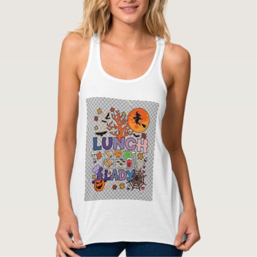 Lunch Lady Halloween Witch Moon Pumpkin_1 Tank Top