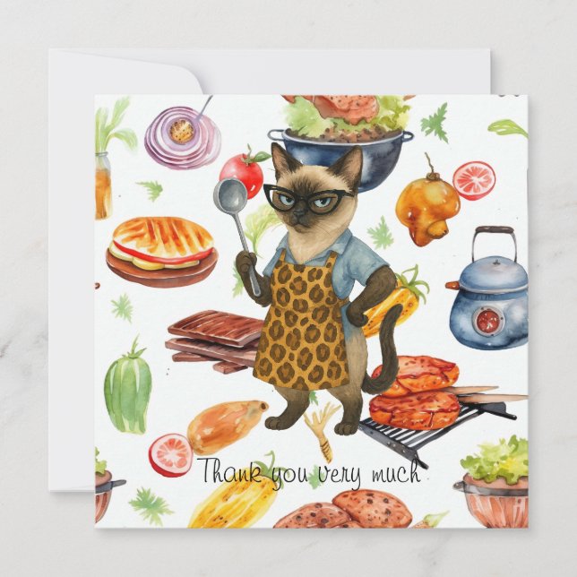 Lunch Lady is serving food  Thank You Card (Front)