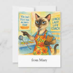 Lunch Lady Life Coach for Cat Cafeteria Wisdom Postcard