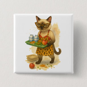 Lunch Lady Life Coach for Cat Lovers Button