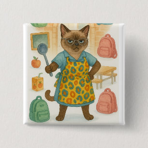 Lunch Lady Life Coach for Cat Lovers Button