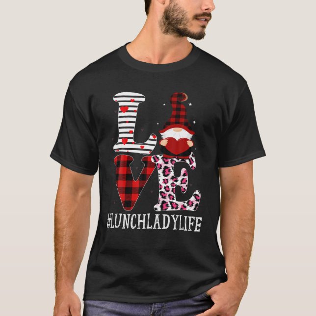 Lunch Lady Love Women Leopard Appreciation Valenti T-Shirt (Front)