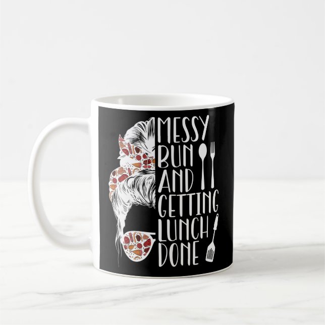 Lunch Lady Messy Bun Cafeteria Worker Coffee Mug (Left)